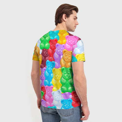 Мужская футболка 3D Мармеладные мишки разноцветные, цвет 3D печать - фото 4