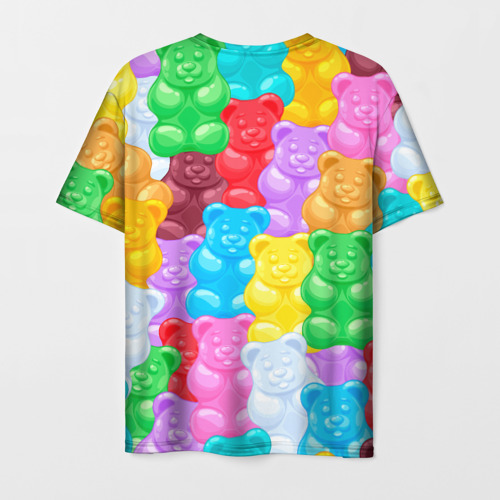 Мужская футболка 3D Мармеладные мишки разноцветные, цвет 3D печать - фото 2