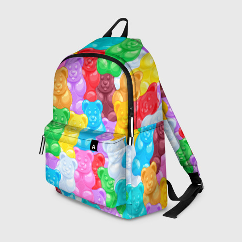 Рюкзак 3D с принтом Мармеладные мишки разноцветные, вид спереди #2