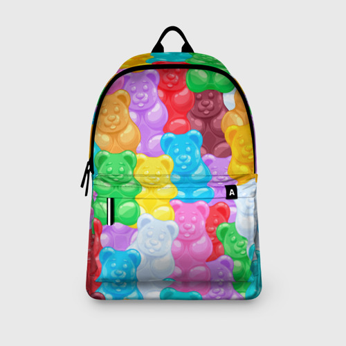 Рюкзак 3D с принтом Мармеладные мишки разноцветные, вид сбоку #3