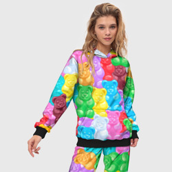 Женский костюм с толстовкой 3D Мармеладные мишки разноцветные - фото 2