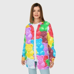 Женская рубашка oversize 3D Мармеладные мишки разноцветные - фото 2