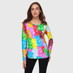 Женский лонгслив 3D Мармеладные мишки разноцветные - фото 2