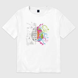 Мужская футболка хлопок Oversize Два полушария мозга
