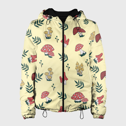 Женская куртка 3D с принтом Мухоморы и поганки тоже грибы, вид спереди #2