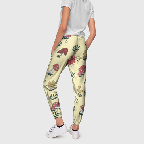 Женские брюки 3D с принтом Мухоморы и поганки тоже грибы, вид сзади #2