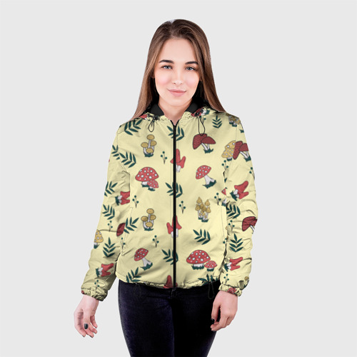Женская куртка 3D с принтом Мухоморы и поганки тоже грибы, фото на моделе #1