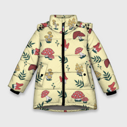 Зимняя куртка для девочек 3D Мухоморы и поганки тоже грибы