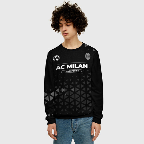 Мужской свитшот 3D AC Milan Форма Champions, цвет черный - фото 3