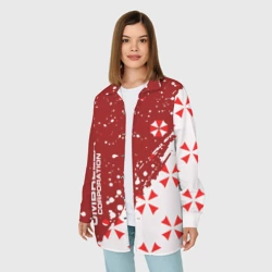 Женская рубашка oversize 3D Resident Evil Umbrella Corporation паттерн - фото 2