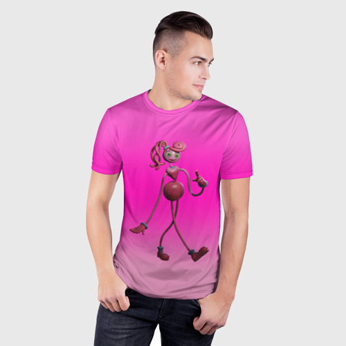 Мужская футболка 3D Slim с принтом Poppy Playtime мама Длинные ноги, фото на моделе #1