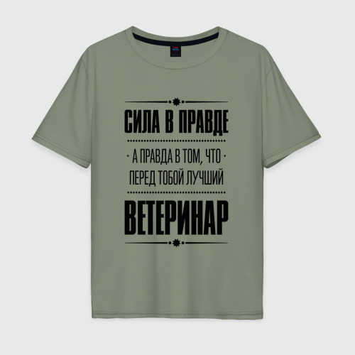 Мужская футболка хлопок Oversize Ветеринар Правда, цвет авокадо