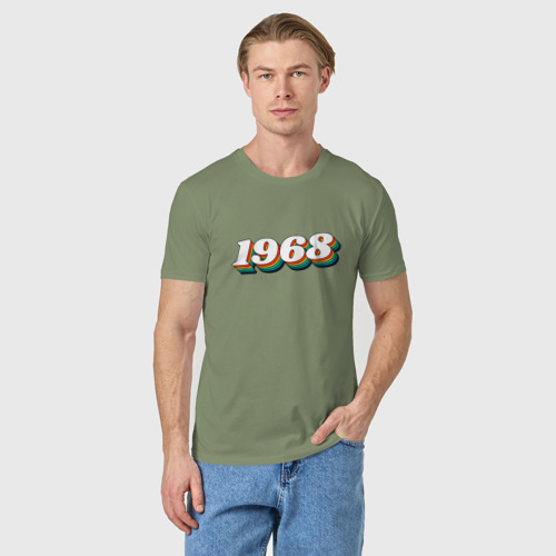 Мужская футболка хлопок 1968 Ретро Стиль, цвет авокадо - фото 3
