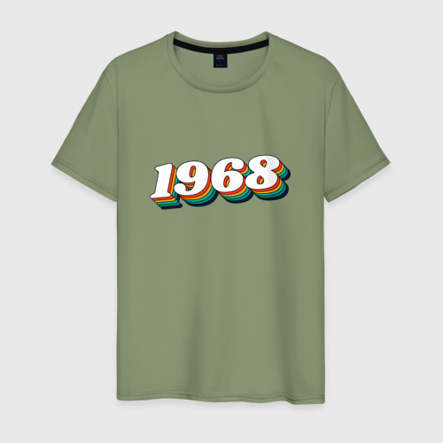 Мужская футболка хлопок 1968 Ретро Стиль, цвет авокадо