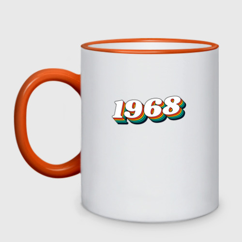 Кружка двухцветная 1968 Ретро Стиль, цвет Кант оранжевый