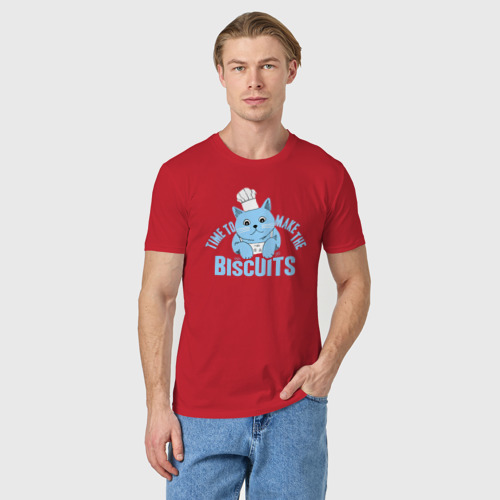 Мужская футболка хлопок Время делать бисквиты, цвет красный - фото 3