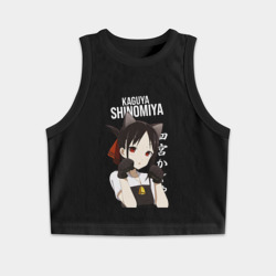 Женская укороченная майка-топ хлопок В любви как на войне Госпожа Кагуя