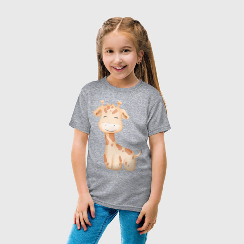 Детская футболка хлопок с принтом Милый Жирафик Смеётся, вид сбоку #3