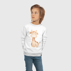 Свитшот с принтом Милый Жирафик Смеётся для ребенка, вид на модели спереди №3. Цвет основы: белый