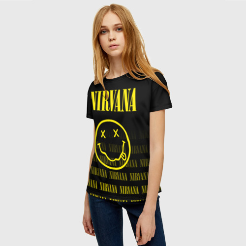 Женская футболка 3D с принтом Smile Nirvana, фото на моделе #1