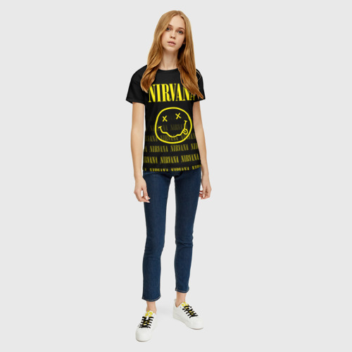 Женская футболка 3D с принтом Smile Nirvana, вид сбоку #3