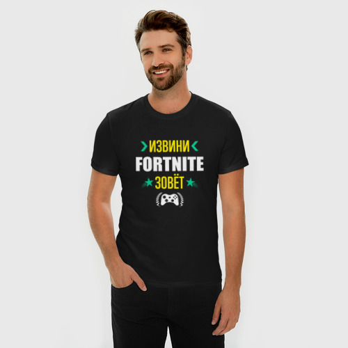 Мужская футболка хлопок Slim Извини Fortnite Зовет, цвет черный - фото 3