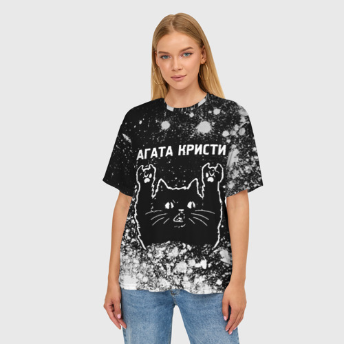 Женская футболка oversize 3D Агата Кристи Rock Cat FS, цвет 3D печать - фото 3