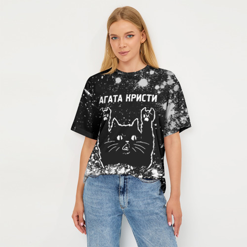 Женская футболка oversize 3D Агата Кристи Rock Cat FS, цвет 3D печать - фото 5