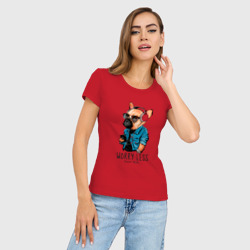Женская футболка хлопок Slim Бульдожка в наушниках - фото 2