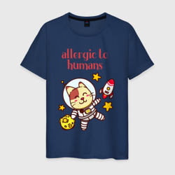 Аллергия на людей кот в космосе – Мужская футболка хлопок с принтом купить со скидкой в -20%