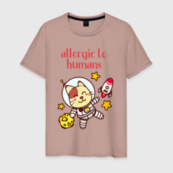 Аллергия на людей кот в космосе – Мужская футболка хлопок с принтом купить со скидкой в -20%