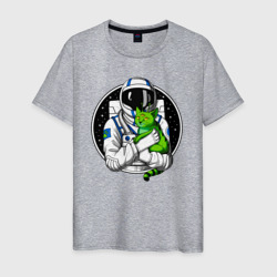 Мужская футболка хлопок Космонавт с инопланетным котом
