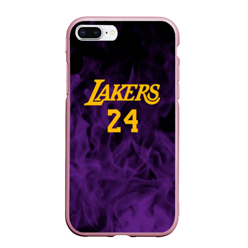 Чехол для iPhone 7Plus/8 Plus матовый Lakers 24 фиолетовое пламя, цвет розовый