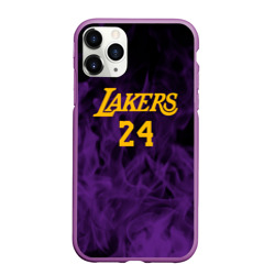 Чехол для iPhone 11 Pro Max матовый Lakers 24 фиолетовое пламя