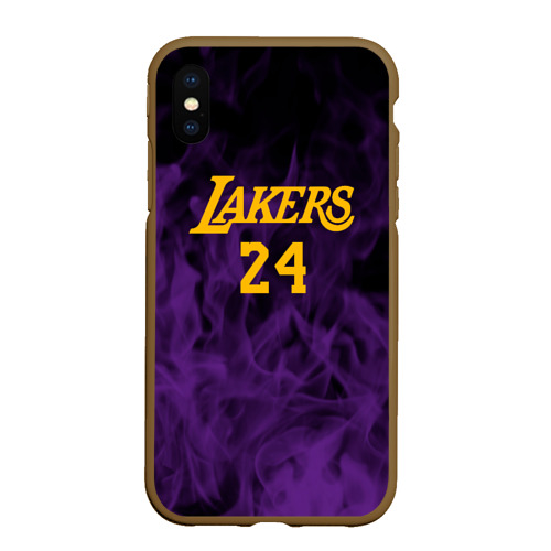 Чехол для iPhone XS Max матовый с принтом Lakers 24 | фиолетовое пламя, вид спереди #2