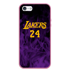 Чехол для iPhone 5/5S матовый Lakers 24 фиолетовое пламя