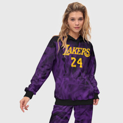 Женский костюм с толстовкой 3D Lakers 24 фиолетовое пламя - фото 2