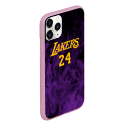 Чехол для iPhone 11 Pro Max матовый Lakers 24 фиолетовое пламя - фото 2