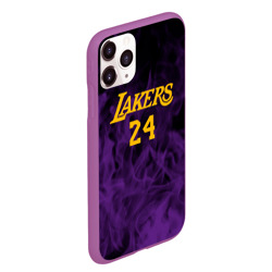 Чехол для iPhone 11 Pro Max матовый Lakers 24 фиолетовое пламя - фото 2