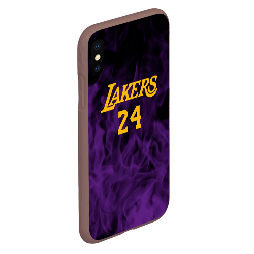 Чехол для iPhone XS Max матовый с принтом Lakers 24 | фиолетовое пламя, вид сбоку #3