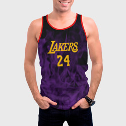 Мужская майка 3D Lakers 24 фиолетовое пламя - фото 2