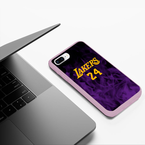 Чехол для iPhone 7Plus/8 Plus матовый Lakers 24 фиолетовое пламя, цвет розовый - фото 5