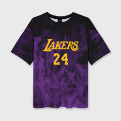 Женская футболка oversize 3D Lakers 24 фиолетовое пламя