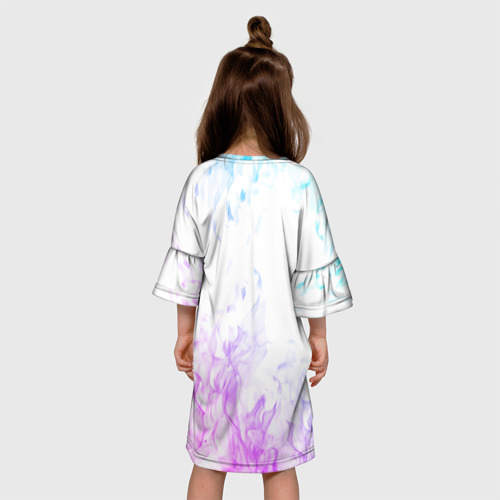 Детское платье 3D с принтом Авокадо неон / avocado neon, вид сзади #2