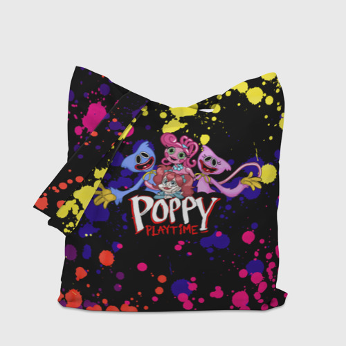 Шоппер 3D с принтом Poppy Playtime Huggy, Kissy, Poppy, Mommy Long Legs, вид сбоку #3