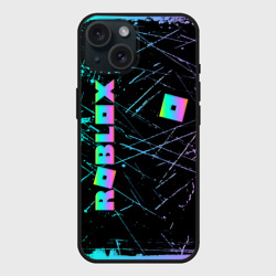Чехол силиконовый для Apple iPhone 15 матовый Roblox неоновый логотип