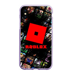 Чехол для iPhone XS Max матовый Roblox сюжеты и логотип