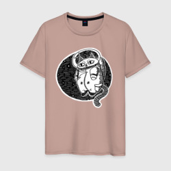 Мужская футболка хлопок Космический кот астронавт