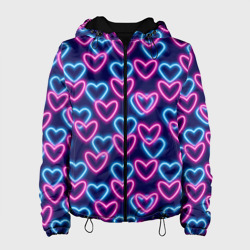 Женская куртка 3D Неоновые сердца, паттерн