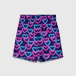 Детские спортивные шорты 3D Неоновые сердца, паттерн